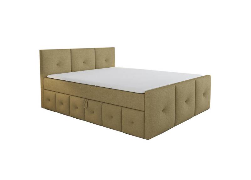 A&J MöbelLand GmbH Boxspringbett BOE mit Bettkasten, Topper und gepolstertem Kopfteil. (Boxspringbett mit Bettkasten und gepolstertem Kopfteil. Inclusive Topper !, TOP ANGEBOT), Länge 216 cm Höhe 106 cm von A&J MöbelLand GmbH