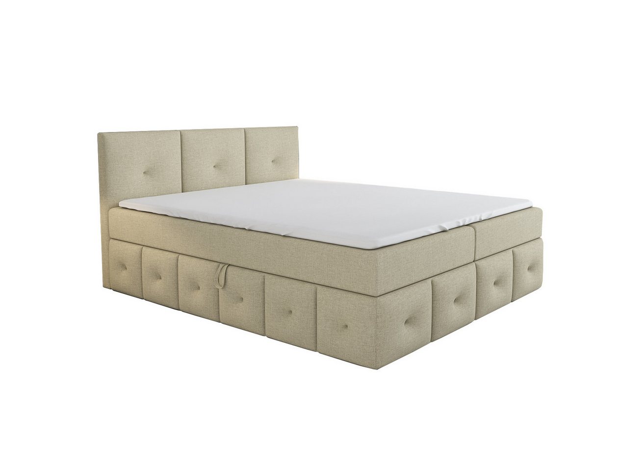 A&J MöbelLand GmbH Boxspringbett BOLLI mit 2 Bettkästen und Topper. (Boxspringbett mit Bettkasten und gepolstertem Kopfteil. Inclusive Topper !, TOP ANGEBOT), Länge 208 cm Höhe 106 cm von A&J MöbelLand GmbH