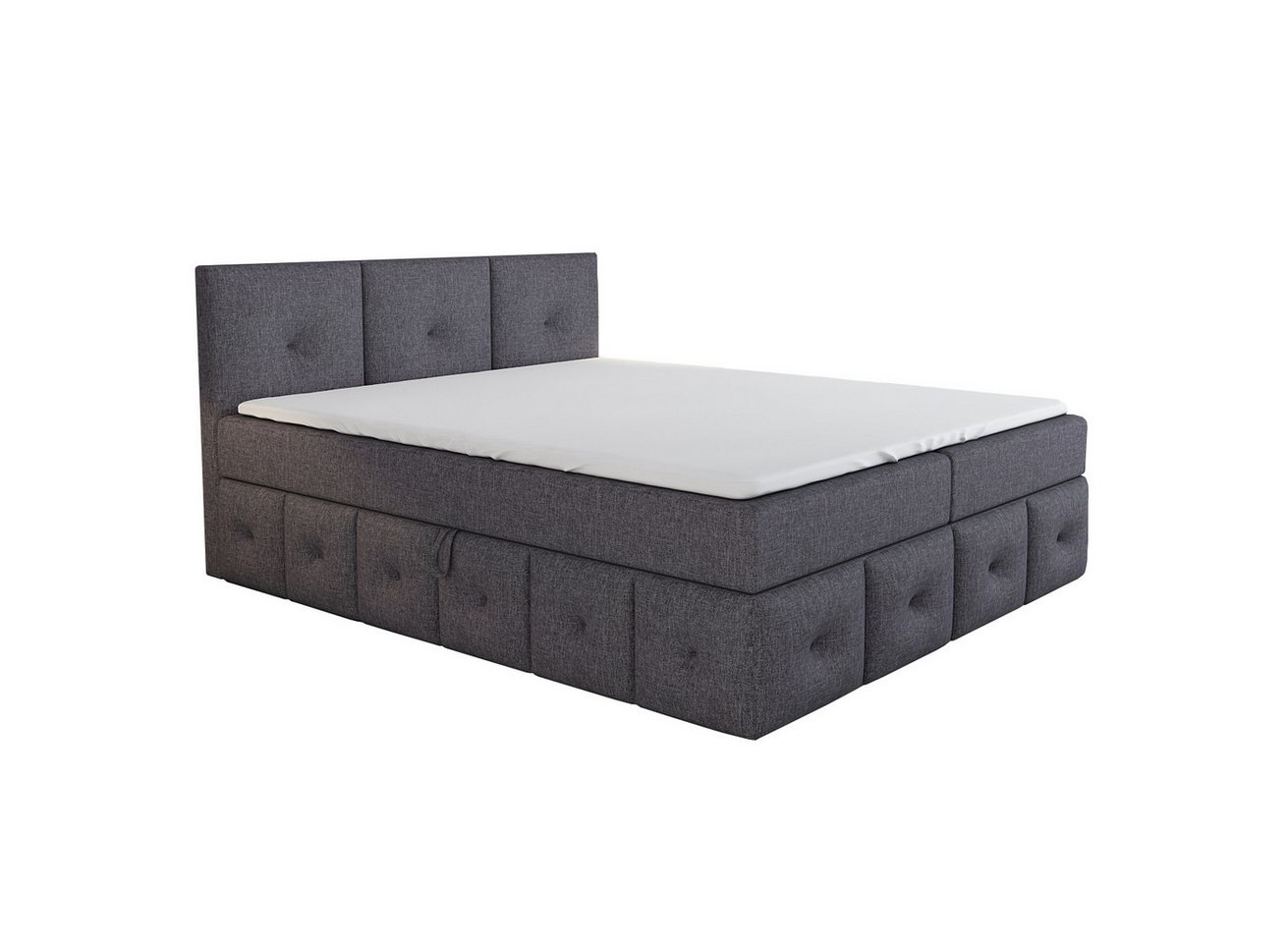 A&J MöbelLand GmbH Boxspringbett BOLLI mit 2 Bettkästen und Topper. (Boxspringbett mit Bettkasten und gepolstertem Kopfteil. Inclusive Topper !, TOP ANGEBOT), Länge 208 cm Höhe 106 cm von A&J MöbelLand GmbH