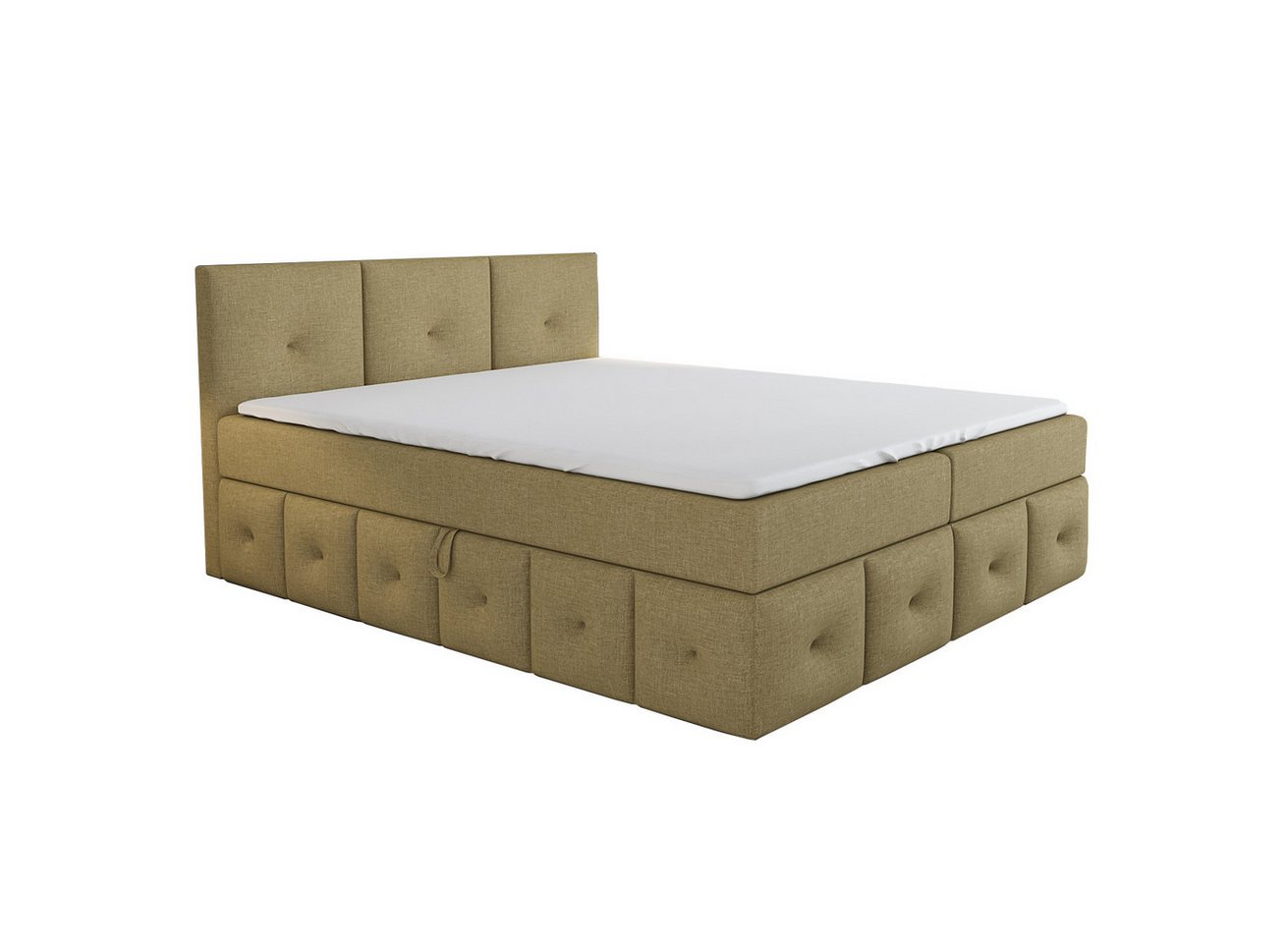 A&J MöbelLand GmbH Boxspringbett BOLLI mit 2 Bettkästen und Topper. (Boxspringbett mit Bettkasten und gepolstertem Kopfteil. Inclusive Topper !, TOP ANGEBOT), Länge 208 cm Höhe 106 cm von A&J MöbelLand GmbH