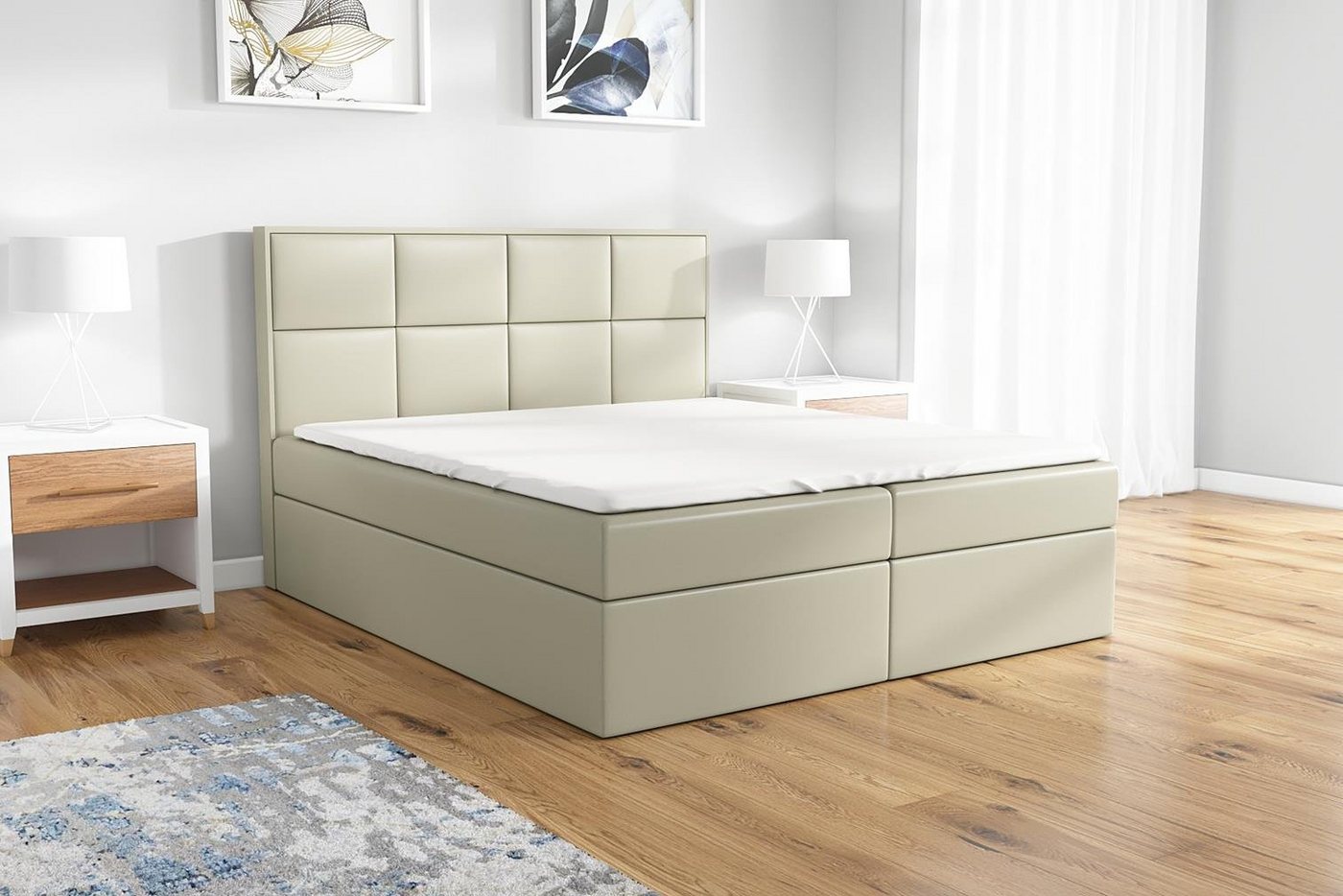 A&J MöbelLand GmbH Boxspringbett DAN mit 2 Bettkästen, Bonell-Matratze und Topper. (Boxspringbett mit Bettkasten und gepolstertem Kopfteil. Inclusive Topper !, TOP ANGEBOT), Länge 208 cm Höhe 106 cm A&J MöbelLand GmbH Boxspringbett DAN mit 2 Bettkästen, Bonell-Matratze und Topper. (Boxspringbett mit Bettkasten und gepolstertem Kopfteil. Inclusive Topper !, TOP ANGEBOT), Länge 208 cm Höhe 106 cm von A&J MöbelLand GmbH