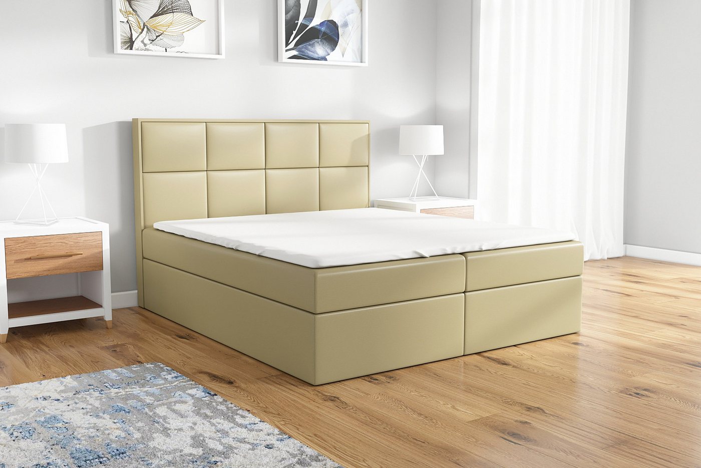 A&J MöbelLand GmbH Boxspringbett DAN mit 2 Bettkästen, Bonell-Matratze und Topper. (Boxspringbett mit Bettkasten und gepolstertem Kopfteil. Inclusive Topper !, TOP ANGEBOT), Länge 208 cm Höhe 106 cm A&J MöbelLand GmbH Boxspringbett DAN mit 2 Bettkästen, Bonell-Matratze und Topper. (Boxspringbett mit Bettkasten und gepolstertem Kopfteil. Inclusive Topper !, TOP ANGEBOT), Länge 208 cm Höhe 106 cm von A&J MöbelLand GmbH