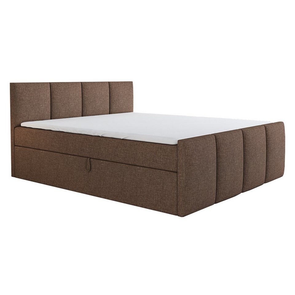A&J MöbelLand GmbH Boxspringbett ECOS mit Bonell-Matratze und Topper. (Boxspringbett mit Bettkasten und gepolstertem Kopfteil. Inclusive Topper !, TOP ANGEBOT), Länge 216 cm Höhe 106 cm von A&J MöbelLand GmbH