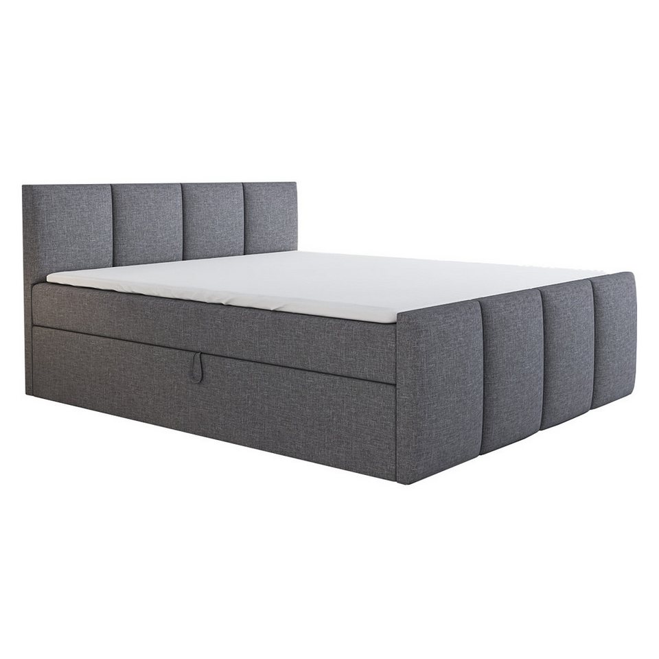 A&J MöbelLand GmbH Boxspringbett ECOS mit Bonell-Matratze und Topper. (Boxspringbett mit Bettkasten und gepolstertem Kopfteil. Inclusive Topper !, TOP ANGEBOT), Länge 216 cm Höhe 106 cm von A&J MöbelLand GmbH