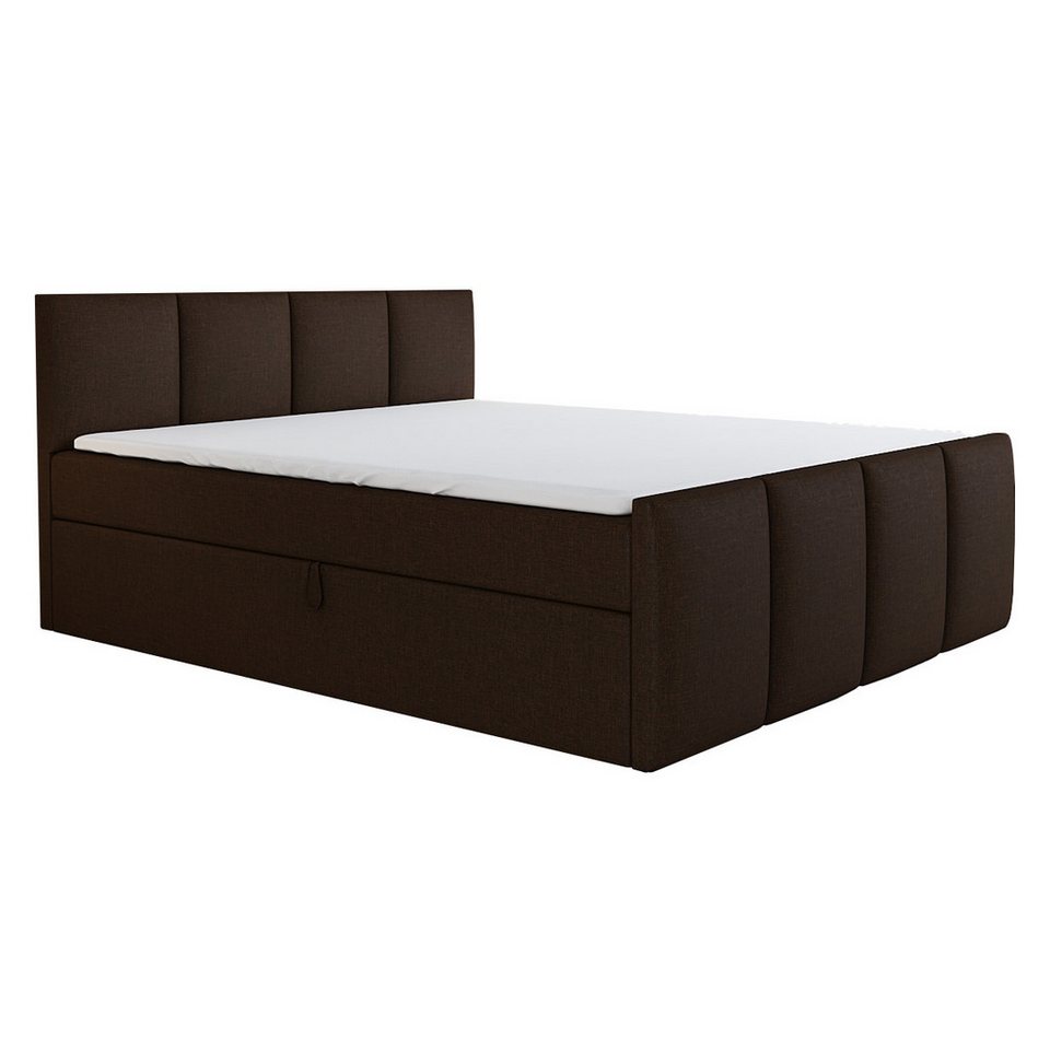 A&J MöbelLand GmbH Boxspringbett ECOS mit Bonell-Matratze und Topper. (Boxspringbett mit Bettkasten und gepolstertem Kopfteil. Inclusive Topper !, TOP ANGEBOT), Länge 216 cm Höhe 106 cm von A&J MöbelLand GmbH