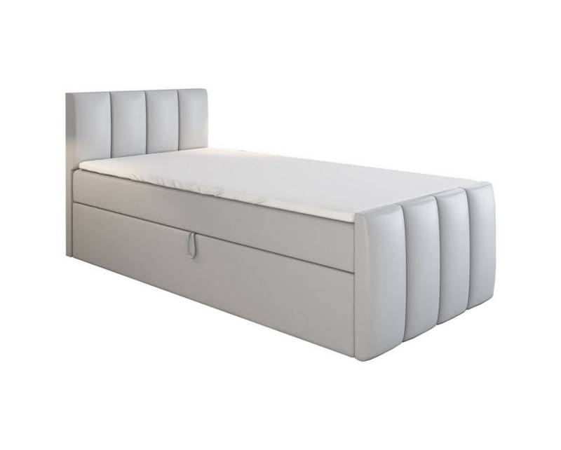 A&J MöbelLand GmbH Boxspringbett Einzelbett FUNI mit Bettkasten, Topper und gepolstertem Kopfteil. (Boxspringbett mit Bettkasten und gepolstertem Kopfteil. Inclusive Topper !, TOP ANGEBOT), Länge 216 cm Höhe 106 cm von A&J MöbelLand GmbH