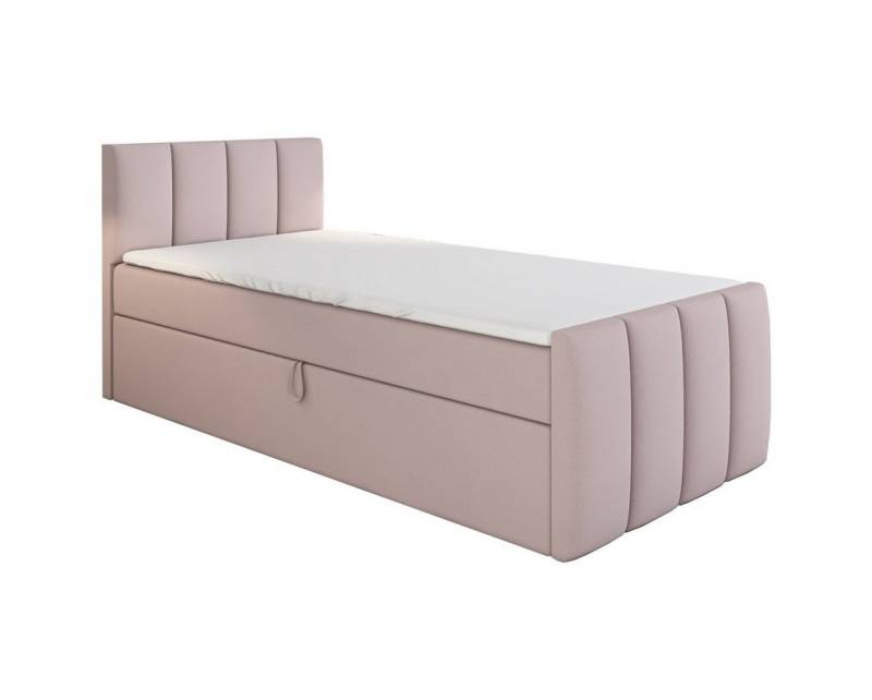 A&J MöbelLand GmbH Boxspringbett Einzelbett FUNI mit Bettkasten, Topper und gepolstertem Kopfteil. (Boxspringbett mit Bettkasten und gepolstertem Kopfteil. Inclusive Topper !, TOP ANGEBOT), Länge 216 cm Höhe 106 cm von A&J MöbelLand GmbH