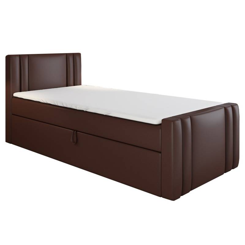A&J MöbelLand GmbH Boxspringbett Einzelbett KLAUS mit Bettkasten, Topper und gepolstertem Kopfteil. (Boxspringbett mit Bettkasten und gepolstertem Kopfteil. Inclusive Topper!, TOP ANGEBOT), Länge 216 cm Höhe 106 cm von A&J MöbelLand GmbH