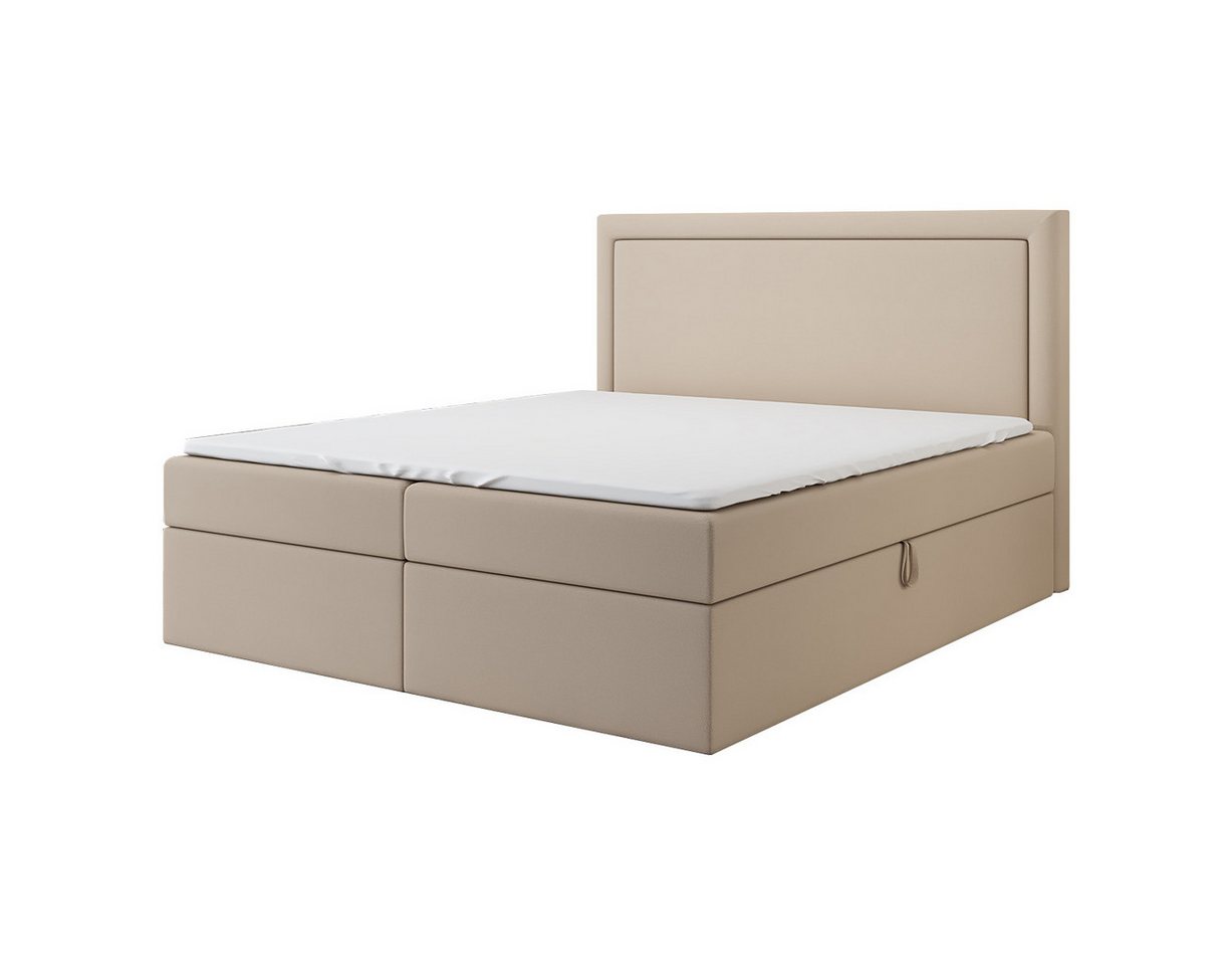 A&J MöbelLand GmbH Boxspringbett FRODI mit Bettkasten, Topper und gepolstertem Kopfteil. (Boxspringbett mit Bettkasten und gepolstertem Kopfteil. Inclusive Topper !, TOP ANGEBOT), Länge 208cm Höhe 106 cm von A&J MöbelLand GmbH