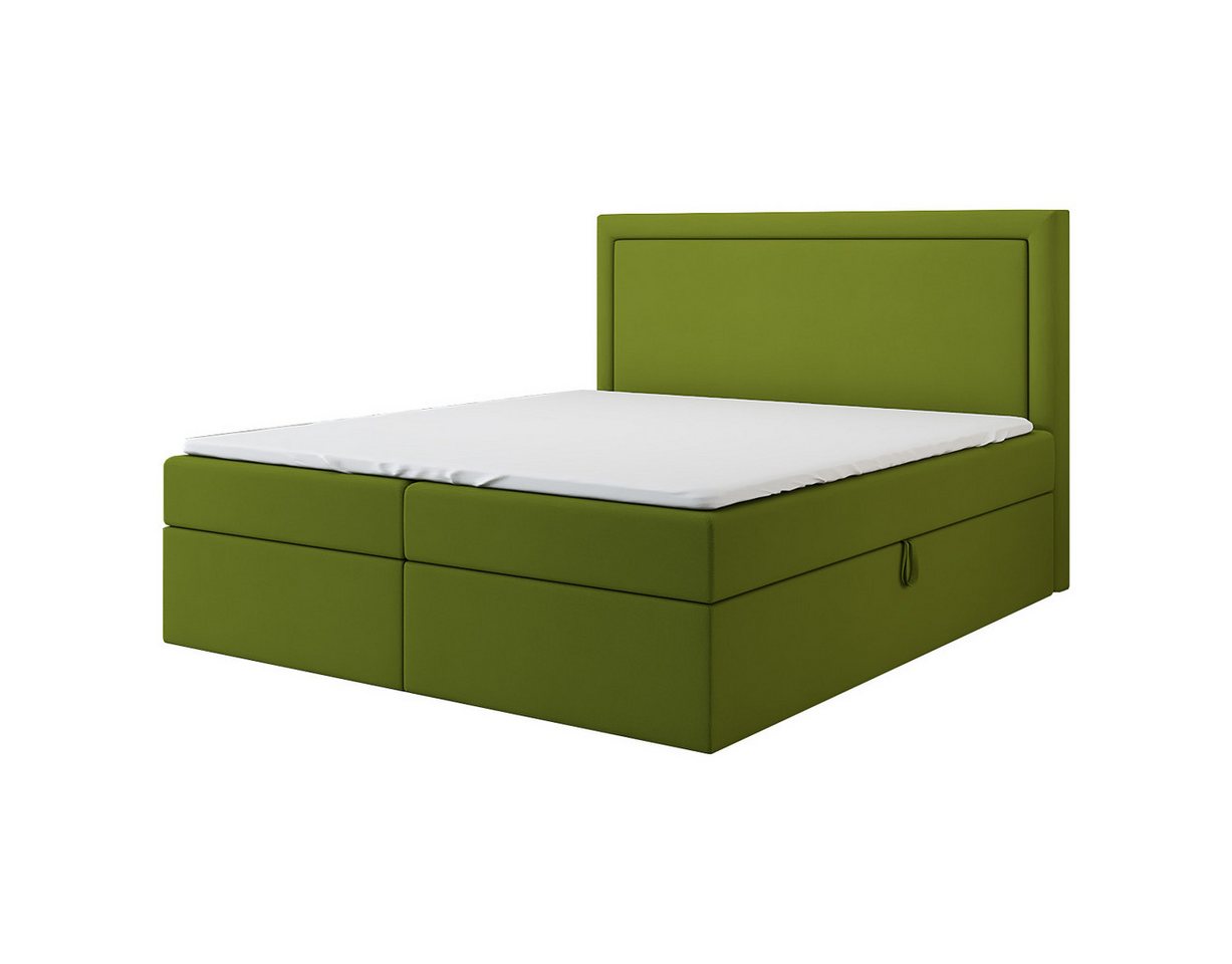 A&J MöbelLand GmbH Boxspringbett FRODI mit Bettkasten, Topper und gepolstertem Kopfteil. (Boxspringbett mit Bettkasten und gepolstertem Kopfteil. Inclusive Topper !, TOP ANGEBOT), Länge 208cm Höhe 106 cm von A&J MöbelLand GmbH