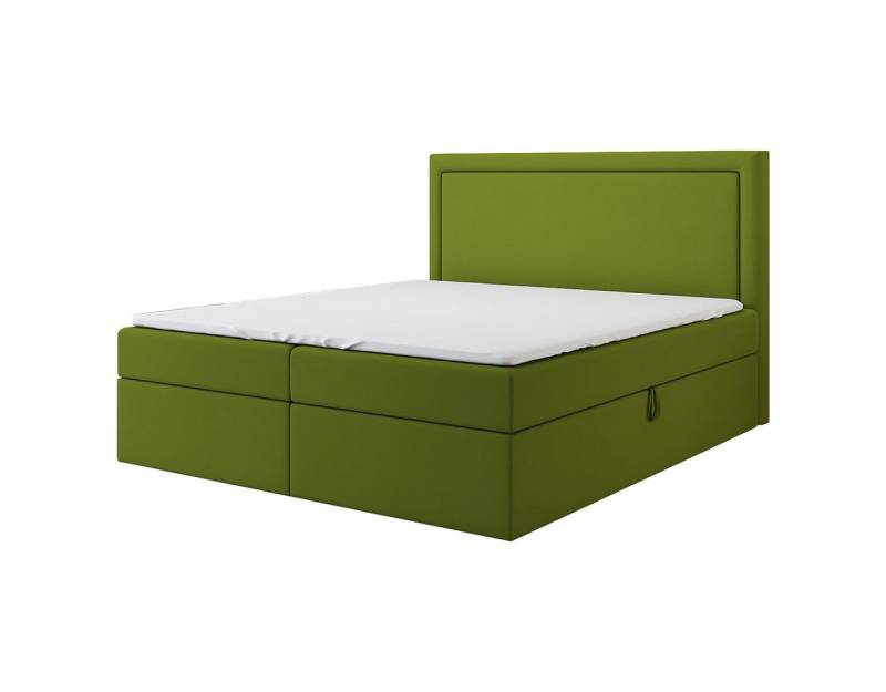A&J MöbelLand GmbH Boxspringbett FRODI mit Bettkasten, Topper und gepolstertem Kopfteil. (Boxspringbett mit Bettkasten und gepolstertem Kopfteil. Inclusive Topper !, TOP ANGEBOT), Länge 208cm Höhe 106 cm von A&J MöbelLand GmbH