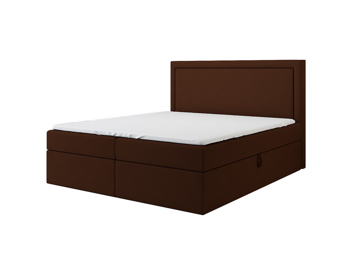 A&J MöbelLand GmbH Boxspringbett FRODI mit Bettkasten, Topper und gepolstertem Kopfteil. (Boxspringbett mit Bettkasten und gepolstertem Kopfteil. Inclusive Topper !, TOP ANGEBOT), Länge 208cm Höhe 106 cm von A&J MöbelLand GmbH