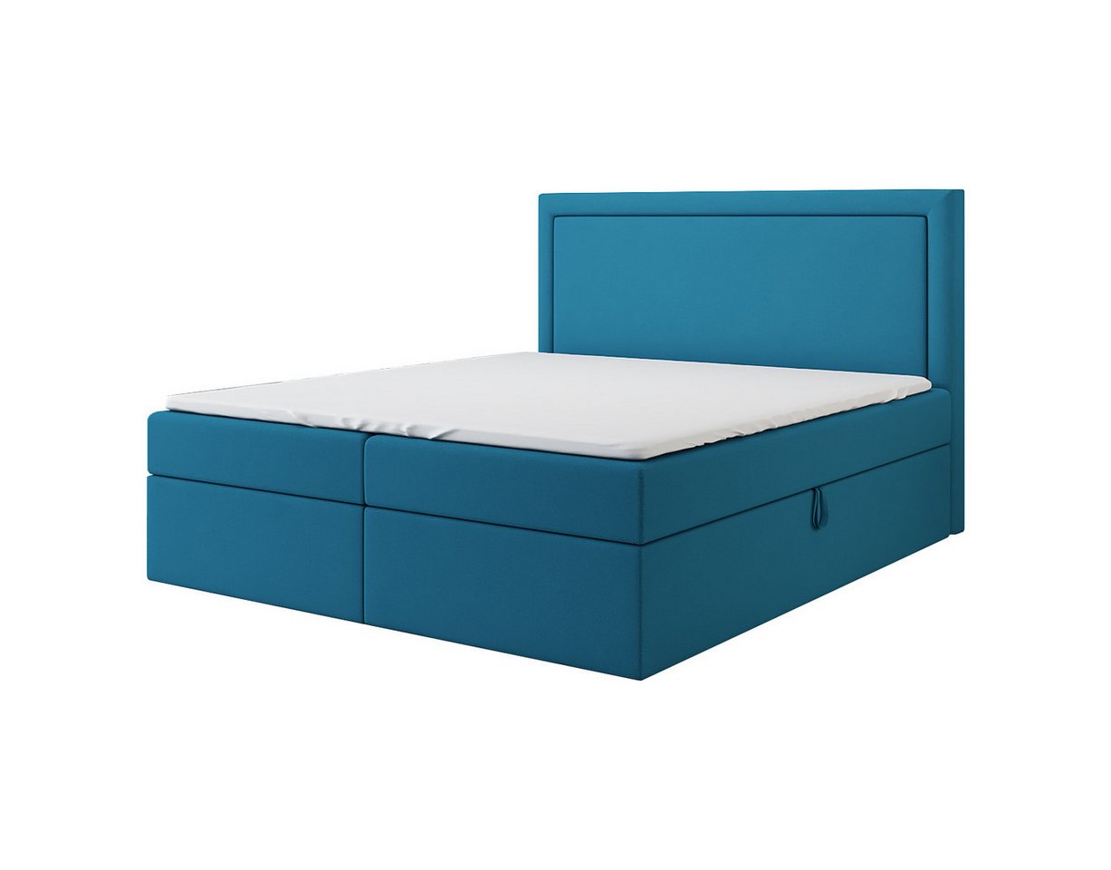 A&J MöbelLand GmbH Boxspringbett FRODI mit Bettkasten, Topper und gepolstertem Kopfteil. (Boxspringbett mit Bettkasten und gepolstertem Kopfteil. Inclusive Topper !, TOP ANGEBOT), Länge 208cm Höhe 106 cm von A&J MöbelLand GmbH