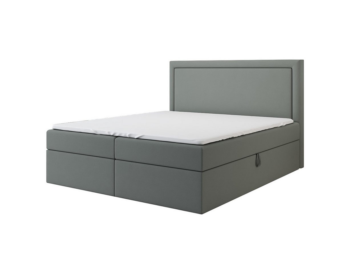 A&J MöbelLand GmbH Boxspringbett FRODI mit Bettkasten, Topper und gepolstertem Kopfteil. (Boxspringbett mit Bettkasten und gepolstertem Kopfteil. Inclusive Topper !, TOP ANGEBOT), Länge 208cm Höhe 106 cm von A&J MöbelLand GmbH