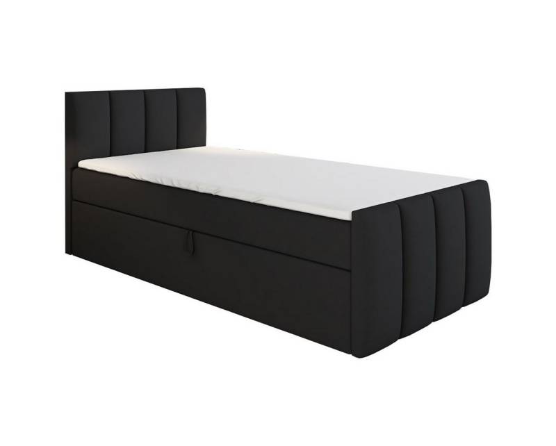 A&J MöbelLand GmbH Boxspringbett Einzelbett FUNI mit Bettkasten, Topper und gepolstertem Kopfteil. (Boxspringbett mit Bettkasten und gepolstertem Kopfteil. Inclusive Topper !, TOP ANGEBOT), Länge 216 cm Höhe 106 cm von A&J MöbelLand GmbH