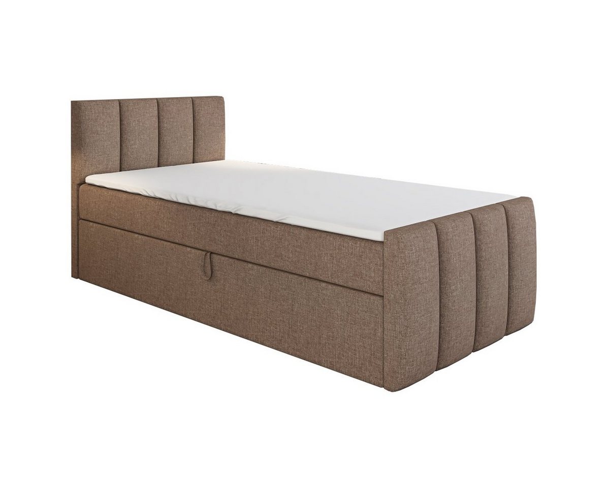 A&J MöbelLand GmbH Boxspringbett Einzelbett FUNI mit Bettkasten, Topper und gepolstertem Kopfteil. (Boxspringbett mit Bettkasten und gepolstertem Kopfteil. Inclusive Topper !, TOP ANGEBOT), Länge 216 cm Höhe 106 cm A&J MöbelLand GmbH Boxspringbett Einzelbett FUNI mit Bettkasten, Topper und gepolstertem Kopfteil. (Boxspringbett mit Bettkasten und gepolstertem Kopfteil. Inclusive Topper !, TOP ANGEBOT), Länge 216 cm Höhe 106 cm von A&J MöbelLand GmbH