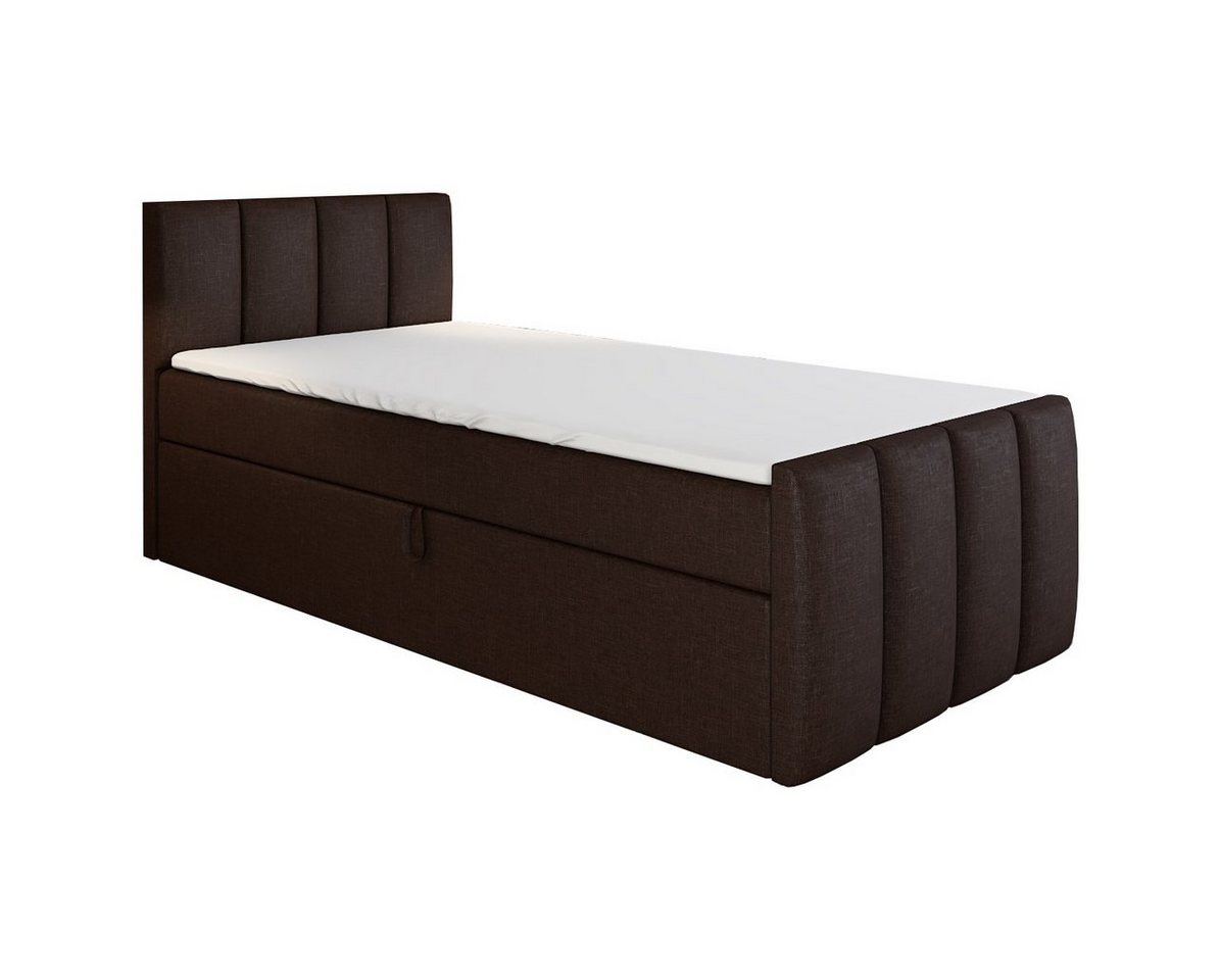 A&J MöbelLand GmbH Boxspringbett Einzelbett FUNI mit Bettkasten, Topper und gepolstertem Kopfteil. (Boxspringbett mit Bettkasten und gepolstertem Kopfteil. Inclusive Topper !, TOP ANGEBOT), Länge 216 cm Höhe 106 cm A&J MöbelLand GmbH Boxspringbett Einzelbett FUNI mit Bettkasten, Topper und gepolstertem Kopfteil. (Boxspringbett mit Bettkasten und gepolstertem Kopfteil. Inclusive Topper !, TOP ANGEBOT), Länge 216 cm Höhe 106 cm von A&J MöbelLand GmbH