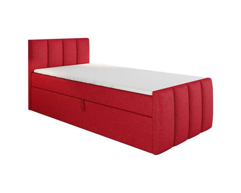 A&J MöbelLand GmbH Boxspringbett Einzelbett FUNI mit Bettkasten, Topper und gepolstertem Kopfteil. (Boxspringbett mit Bettkasten und gepolstertem Kopfteil. Inclusive Topper !, TOP ANGEBOT), Länge 216 cm Höhe 106 cm von A&J MöbelLand GmbH