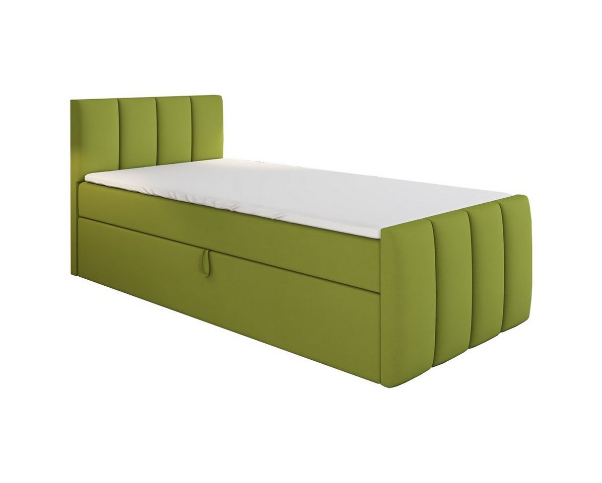 A&J MöbelLand GmbH Boxspringbett Einzelbett FUNI mit Bettkasten, Topper und gepolstertem Kopfteil. (Boxspringbett mit Bettkasten und gepolstertem Kopfteil. Inclusive Topper !, TOP ANGEBOT), Länge 216 cm Höhe 106 cm A&J MöbelLand GmbH Boxspringbett Einzelbett FUNI mit Bettkasten, Topper und gepolstertem Kopfteil. (Boxspringbett mit Bettkasten und gepolstertem Kopfteil. Inclusive Topper !, TOP ANGEBOT), Länge 216 cm Höhe 106 cm von A&J MöbelLand GmbH