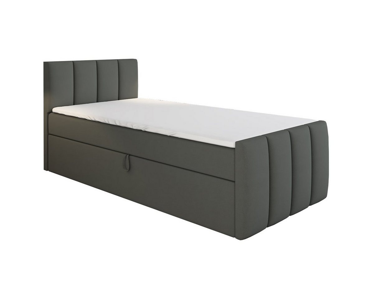 A&J MöbelLand GmbH Boxspringbett Einzelbett FUNI mit Bettkasten, Topper und gepolstertem Kopfteil. (Boxspringbett mit Bettkasten und gepolstertem Kopfteil. Inclusive Topper !, TOP ANGEBOT), Länge 216 cm Höhe 106 cm A&J MöbelLand GmbH Boxspringbett Einzelbett FUNI mit Bettkasten, Topper und gepolstertem Kopfteil. (Boxspringbett mit Bettkasten und gepolstertem Kopfteil. Inclusive Topper !, TOP ANGEBOT), Länge 216 cm Höhe 106 cm von A&J MöbelLand GmbH