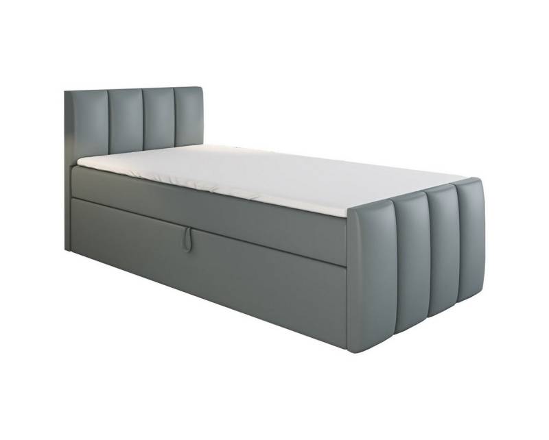 A&J MöbelLand GmbH Boxspringbett Einzelbett FUNI mit Bettkasten, Topper und gepolstertem Kopfteil. (Boxspringbett mit Bettkasten und gepolstertem Kopfteil. Inclusive Topper !, TOP ANGEBOT), Länge 216 cm Höhe 106 cm von A&J MöbelLand GmbH
