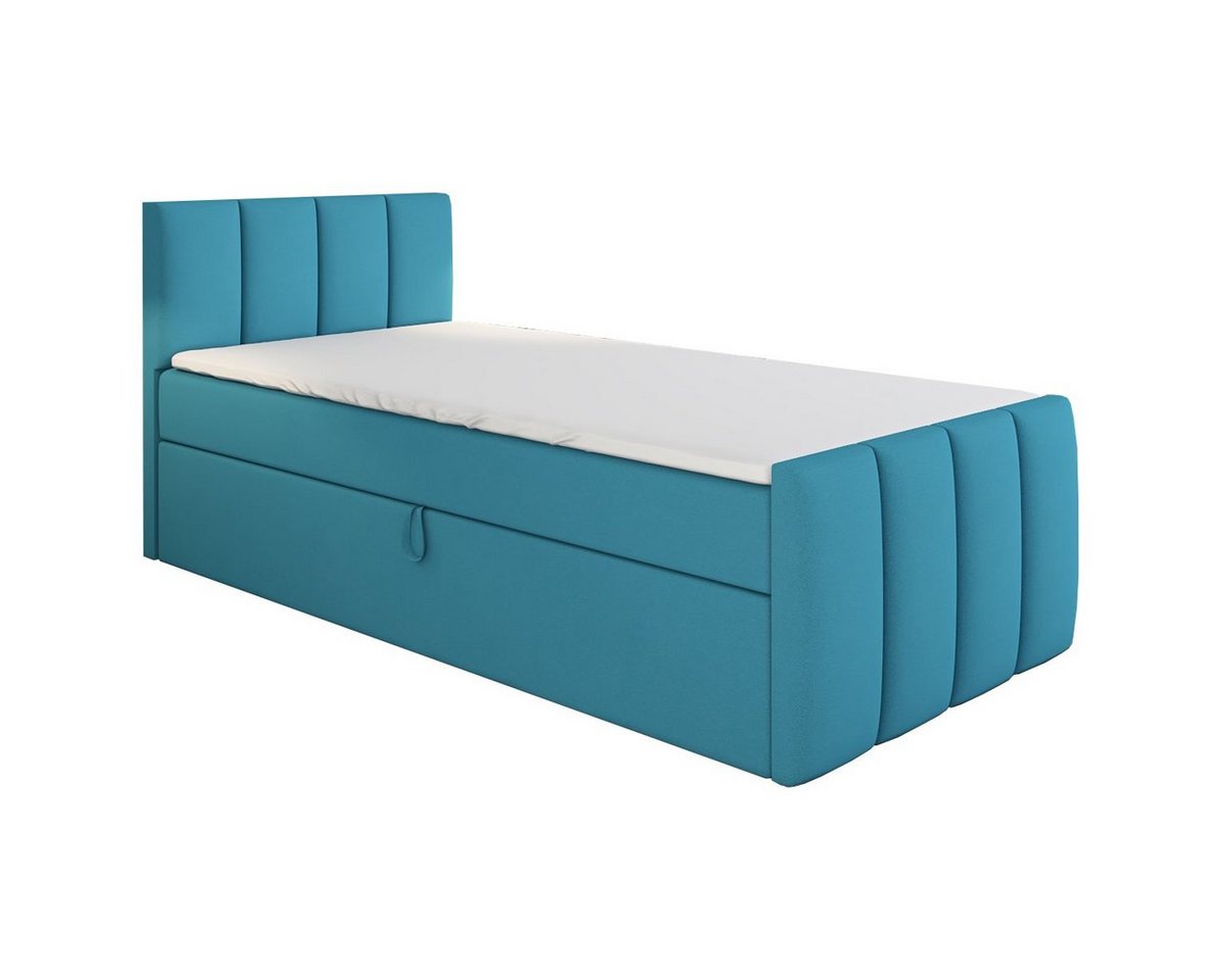 A&J MöbelLand GmbH Boxspringbett Einzelbett FUNI mit Bettkasten, Topper und gepolstertem Kopfteil. (Boxspringbett mit Bettkasten und gepolstertem Kopfteil. Inclusive Topper !, TOP ANGEBOT), Länge 216 cm Höhe 106 cm A&J MöbelLand GmbH Boxspringbett Einzelbett FUNI mit Bettkasten, Topper und gepolstertem Kopfteil. (Boxspringbett mit Bettkasten und gepolstertem Kopfteil. Inclusive Topper !, TOP ANGEBOT), Länge 216 cm Höhe 106 cm von A&J MöbelLand GmbH