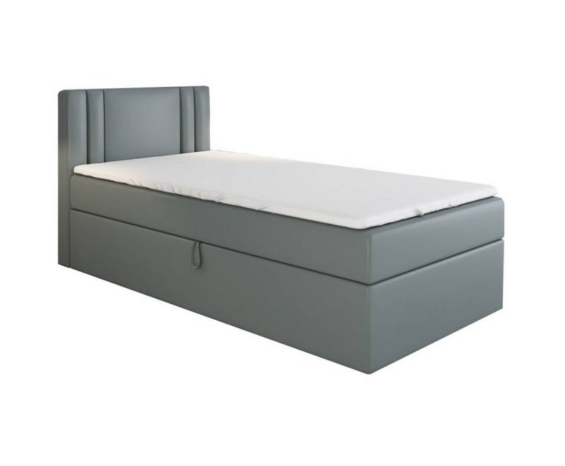 A&J MöbelLand GmbH Boxspringbett Einzelbett GAMAL mit Bettkasten, Topper und gepolstertem Kopfteil. (Boxspringbett mit Bettkasten und gepolstertem Kopfteil.Inclusive Topper !, TOP ANGEBOT), Länge 208 cm Höhe 106 cm von A&J MöbelLand GmbH