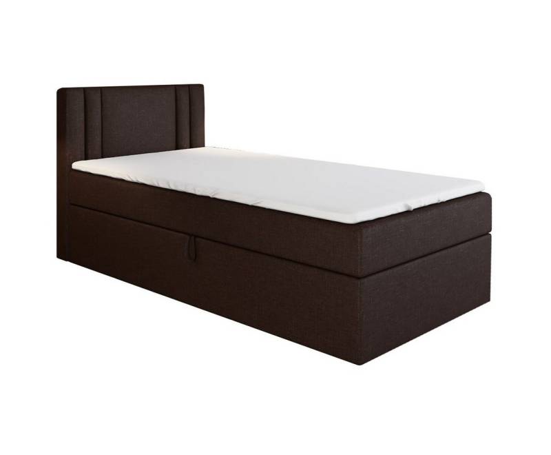 A&J MöbelLand GmbH Boxspringbett Einzelbett GAMAL mit Bettkasten, Topper und gepolstertem Kopfteil. (Boxspringbett mit Bettkasten und gepolstertem Kopfteil.Inclusive Topper !, TOP ANGEBOT), Länge 208 cm Höhe 106 cm von A&J MöbelLand GmbH