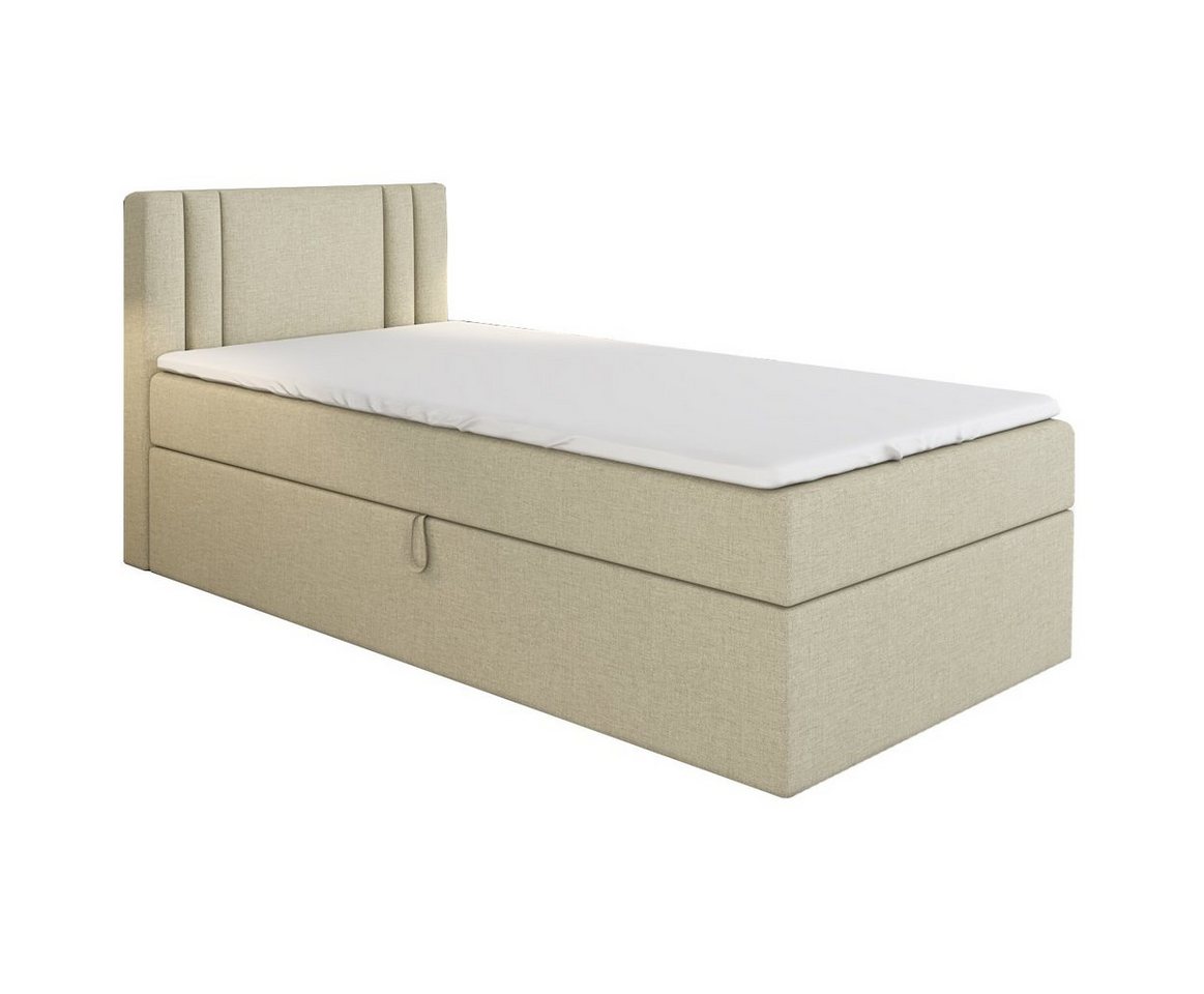 A&J MöbelLand GmbH Boxspringbett Einzelbett GAMAL mit Bettkasten, Topper und gepolstertem Kopfteil. (Boxspringbett mit Bettkasten und gepolstertem Kopfteil.Inclusive Topper !, TOP ANGEBOT), Länge 208 cm Höhe 106 cm A&J MöbelLand GmbH Boxspringbett Einzelbett GAMAL mit Bettkasten, Topper und gepolstertem Kopfteil. (Boxspringbett mit Bettkasten und gepolstertem Kopfteil.Inclusive Topper !, TOP ANGEBOT), Länge 208 cm Höhe 106 cm von A&J MöbelLand GmbH