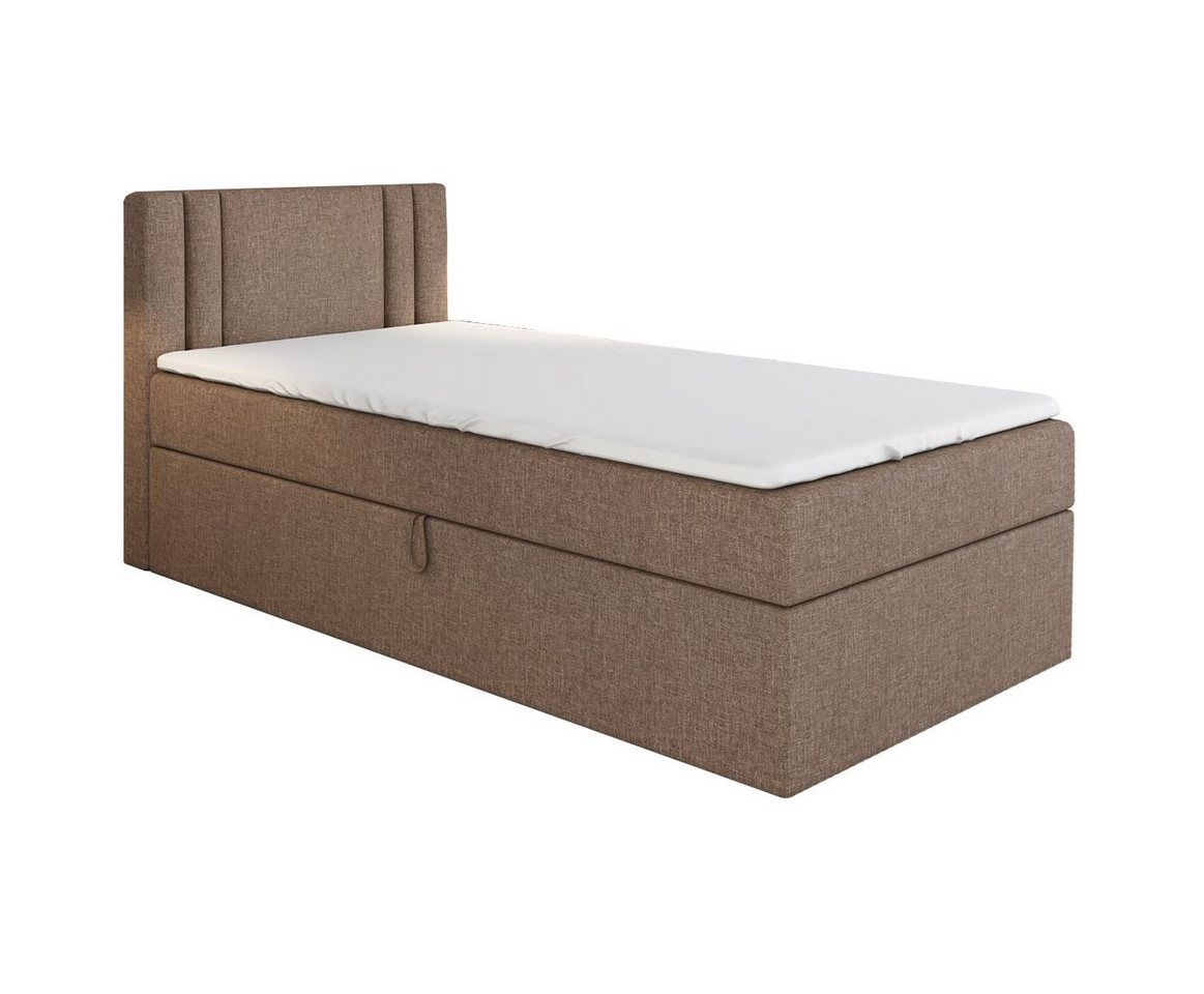 A&J MöbelLand GmbH Boxspringbett Einzelbett GAMAL mit Bettkasten, Topper und gepolstertem Kopfteil. (Boxspringbett mit Bettkasten und gepolstertem Kopfteil.Inclusive Topper !, TOP ANGEBOT), Länge 208 cm Höhe 106 cm A&J MöbelLand GmbH Boxspringbett Einzelbett GAMAL mit Bettkasten, Topper und gepolstertem Kopfteil. (Boxspringbett mit Bettkasten und gepolstertem Kopfteil.Inclusive Topper !, TOP ANGEBOT), Länge 208 cm Höhe 106 cm von A&J MöbelLand GmbH