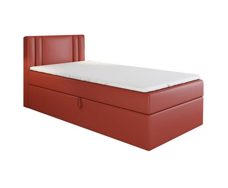 A&J MöbelLand GmbH Boxspringbett Einzelbett GAMAL mit Bettkasten, Topper und gepolstertem Kopfteil. (Boxspringbett mit Bettkasten und gepolstertem Kopfteil.Inclusive Topper !, TOP ANGEBOT), Länge 208 cm Höhe 106 cm von A&J MöbelLand GmbH