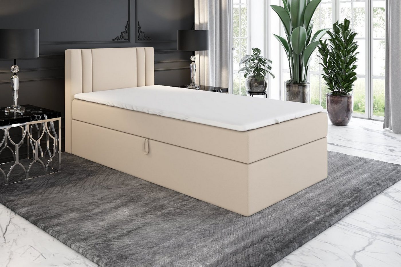 A&J MöbelLand GmbH Boxspringbett GAMAL mit Bettkäste, Bonell-Matratze und Topper. von A&J MöbelLand GmbH