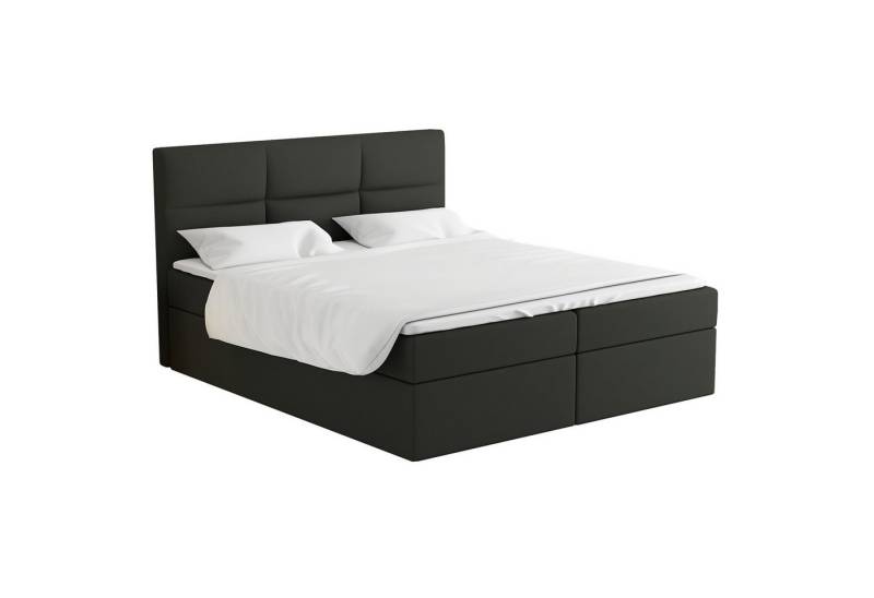 A&J MöbelLand GmbH Boxspringbett GRIM mit Bettkasten, Topper und gepolstertem Kopfteil. (Boxspringbett mit Bettkasten und gepolstertem Kopfteil. Inclusive Topper!, TOP ANGEBOT), Länge 208cm Höhe 106 cm von A&J MöbelLand GmbH