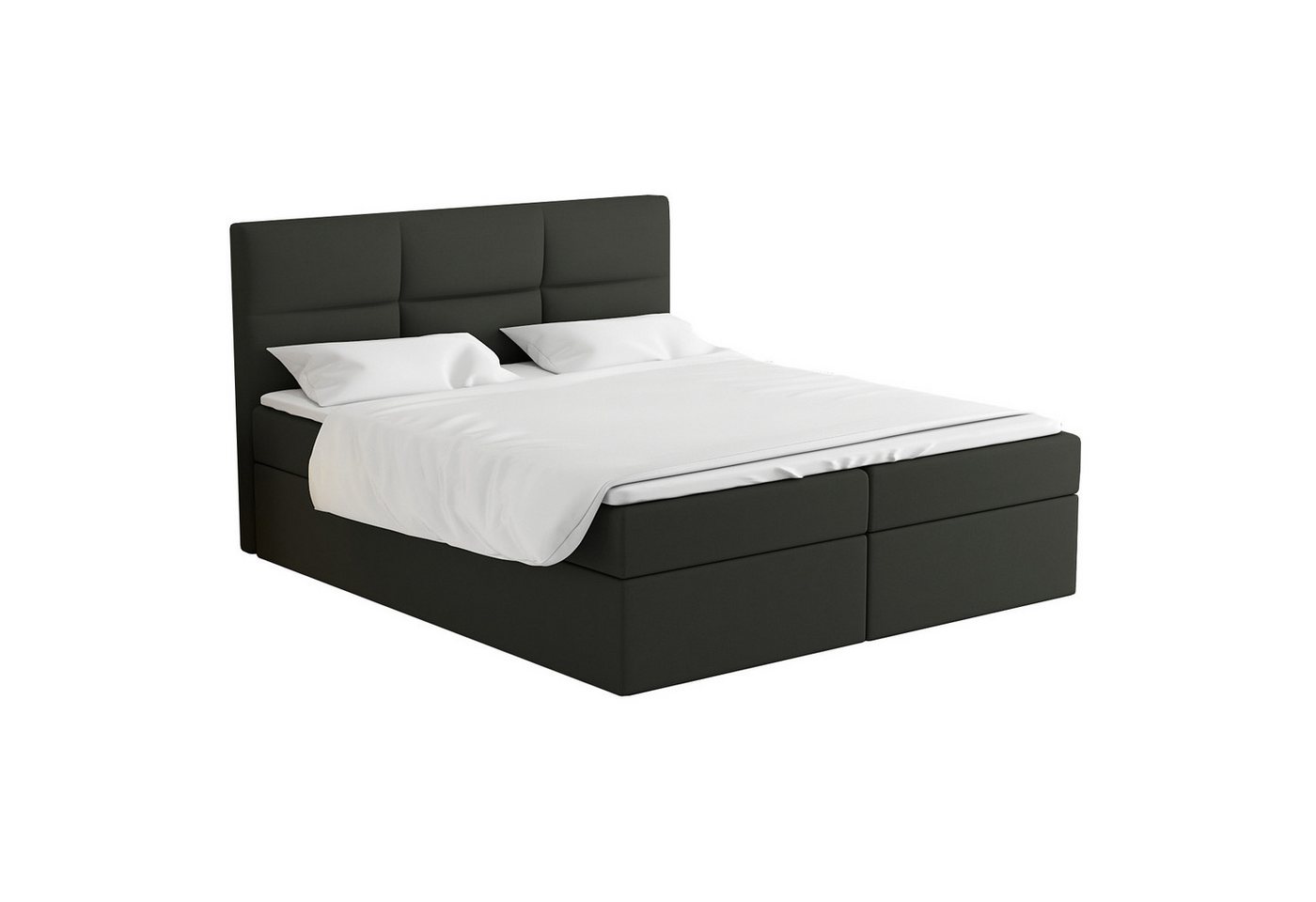 A&J MöbelLand GmbH Boxspringbett GRIM mit Bettkasten, Topper und gepolstertem Kopfteil. (Boxspringbett mit Bettkasten und gepolstertem Kopfteil. Inclusive Topper!, TOP ANGEBOT), Länge 208cm Höhe 106 cm von A&J MöbelLand GmbH