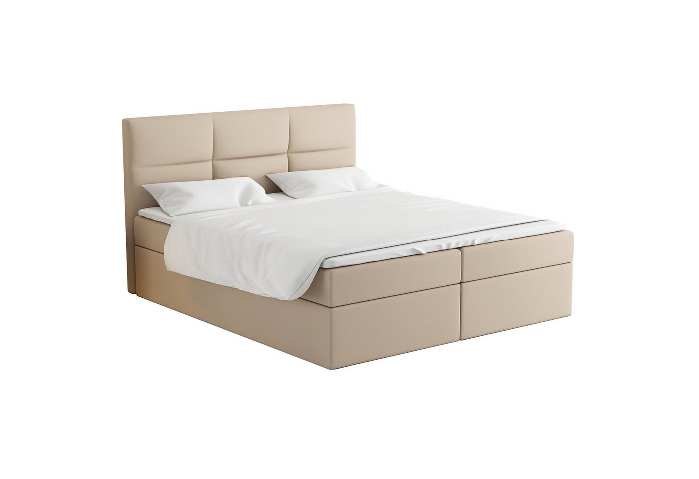 A&J MöbelLand GmbH Boxspringbett GRIM mit Bettkasten, Topper und gepolstertem Kopfteil. (Boxspringbett mit Bettkasten und gepolstertem Kopfteil. Inclusive Topper!, TOP ANGEBOT), Länge 208cm Höhe 106 cm von A&J MöbelLand GmbH