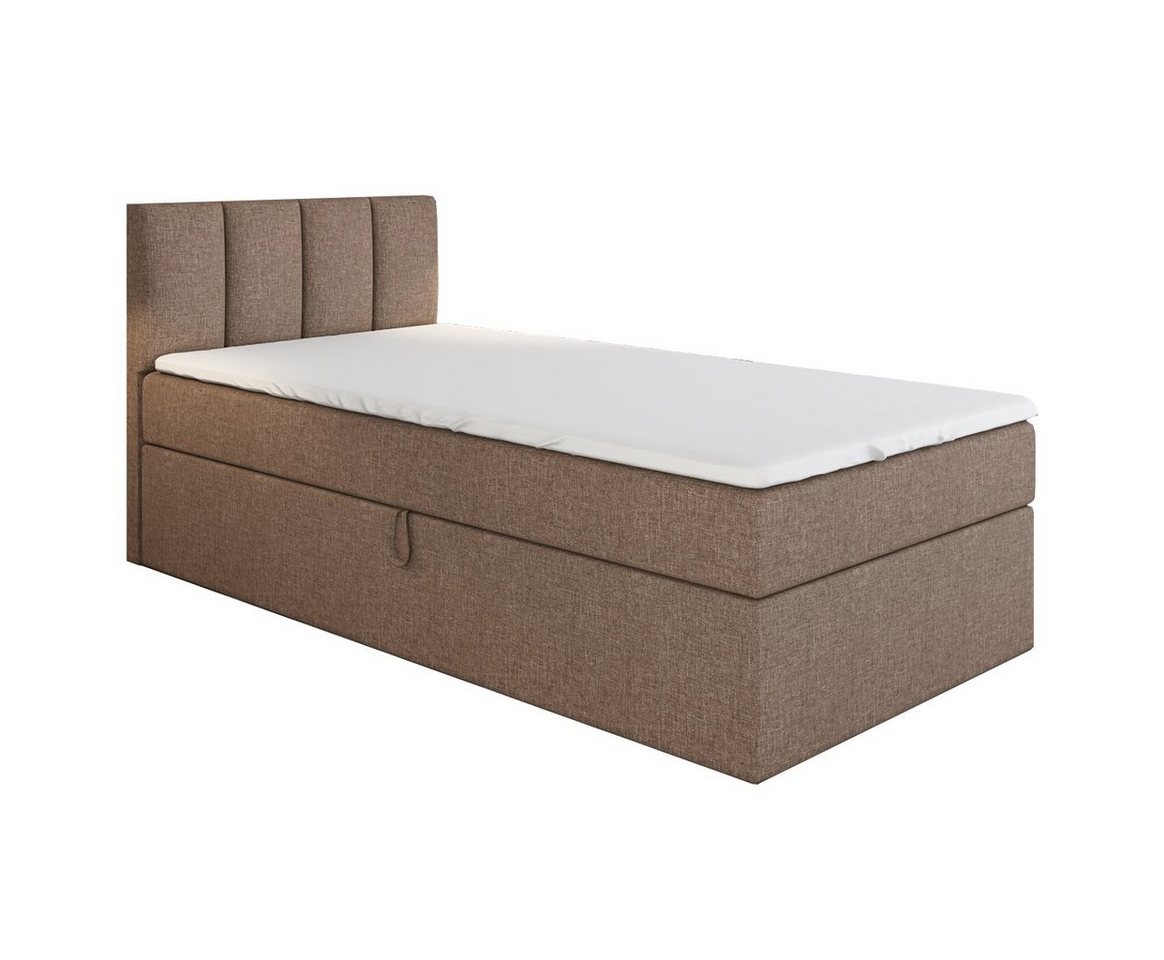 A&J MöbelLand GmbH Boxspringbett Einzelbett Gunnar mit Bettkasten, Topper und gepolstertem Kopfteil. (Boxspringbett mit Bettkasten und gepolstertem Kopfteil. Inclusive Topper !, TOP ANGEBOT), Länge 208 cm Höhe 106 cm A&J MöbelLand GmbH Boxspringbett Einzelbett Gunnar mit Bettkasten, Topper und gepolstertem Kopfteil. (Boxspringbett mit Bettkasten und gepolstertem Kopfteil. Inclusive Topper !, TOP ANGEBOT), Länge 208 cm Höhe 106 cm von A&J MöbelLand GmbH