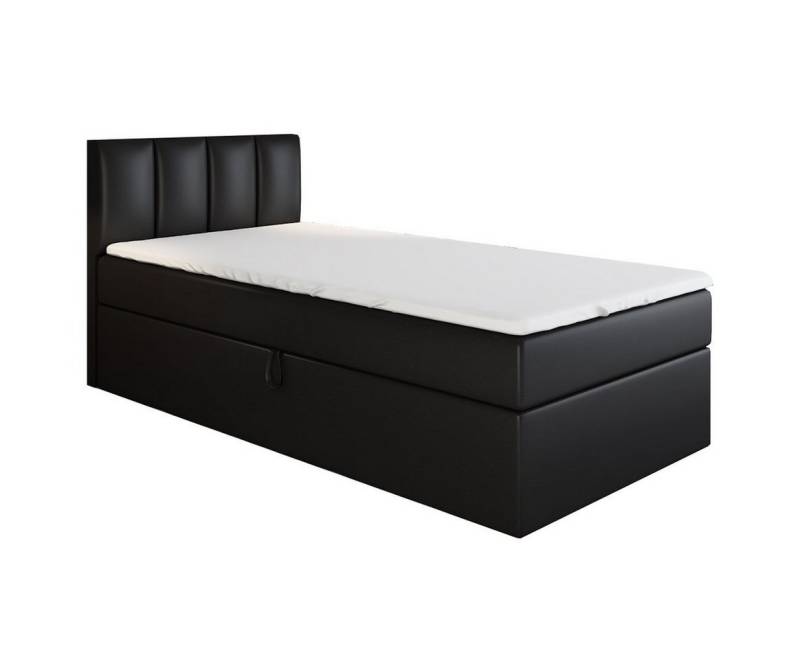 A&J MöbelLand GmbH Boxspringbett Einzelbett Gunnar mit Bettkasten, Topper und gepolstertem Kopfteil. (Boxspringbett mit Bettkasten und gepolstertem Kopfteil. Inclusive Topper !, TOP ANGEBOT), Länge 208 cm Höhe 106 cm von A&J MöbelLand GmbH