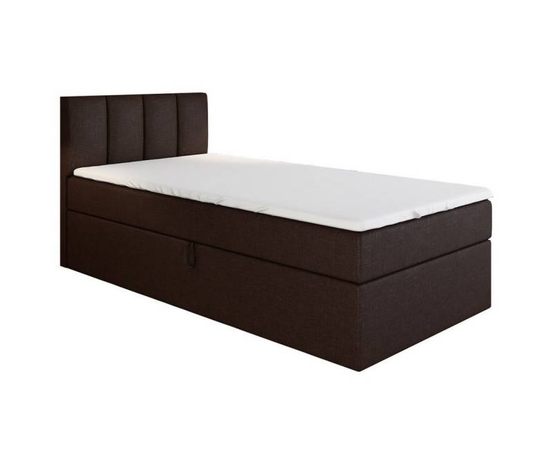 A&J MöbelLand GmbH Boxspringbett Einzelbett Gunnar mit Bettkasten, Topper und gepolstertem Kopfteil. (Boxspringbett mit Bettkasten und gepolstertem Kopfteil. Inclusive Topper !, TOP ANGEBOT), Länge 208 cm Höhe 106 cm von A&J MöbelLand GmbH