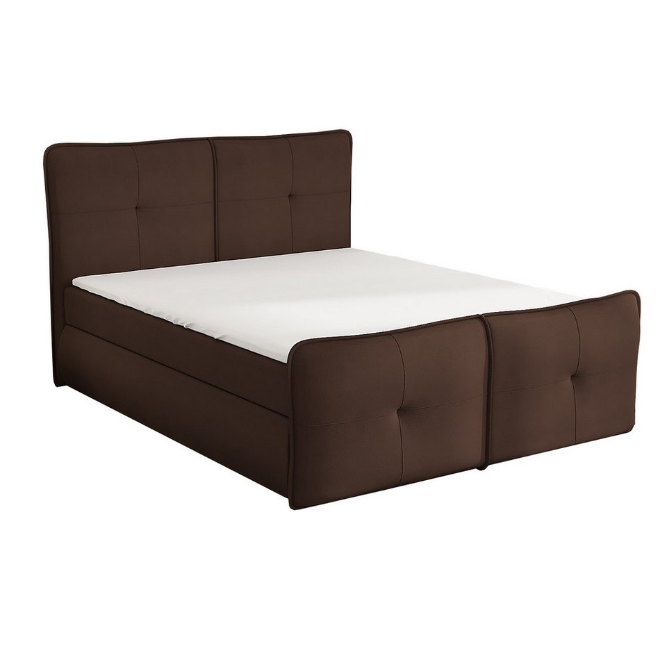 A&J MöbelLand GmbH Boxspringbett HALL mit 2 Bettkästen, Bonell-Matratze und Topper. (Boxspringbett mit Bettkasten und gepolstertem Kopfteil. Inclusive Topper !, TOP ANGEBOT), Länge 216 cm Höhe 106 cm von A&J MöbelLand GmbH