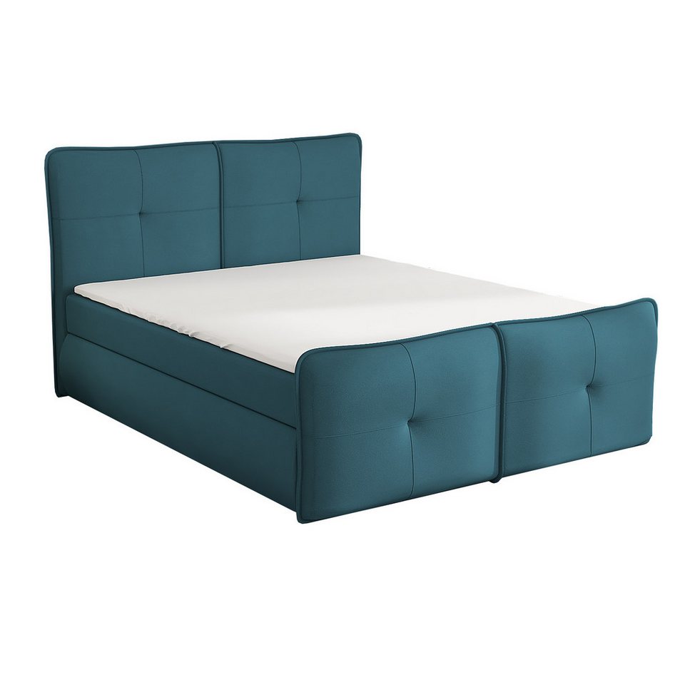 A&J MöbelLand GmbH Boxspringbett HALL mit 2 Bettkästen, Bonell-Matratze und Topper. (Boxspringbett mit Bettkasten und gepolstertem Kopfteil. Inclusive Topper !, TOP ANGEBOT), Länge 216 cm Höhe 106 cm von A&J MöbelLand GmbH