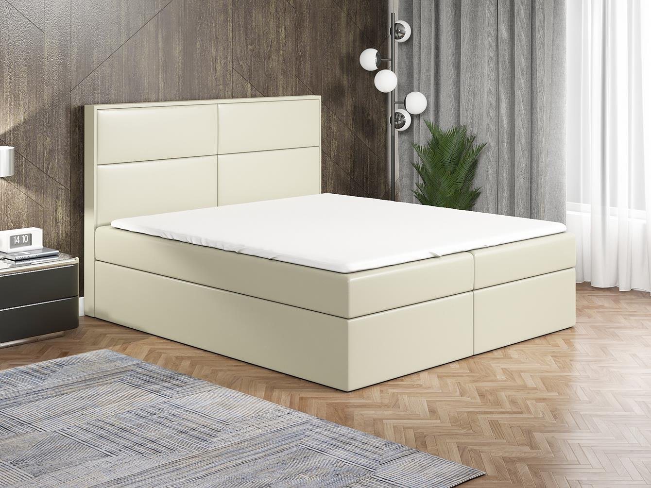 A&J MöbelLand GmbH Boxspringbett HOPP mit 2 Bettkästen, Bonell-Matratze und Topper. von A&J MöbelLand GmbH