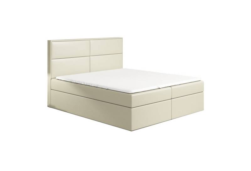 A&J MöbelLand GmbH Boxspringbett HOPP mit Bettkasten, Topper und gepolstertem Kopfteil. (Boxspringbett mit Bettkasten und gepolstertem Kopfteil. Inclusive Topper !, TOP ANGEBOT), Länge 208cm Höhe 106 cm von A&J MöbelLand GmbH