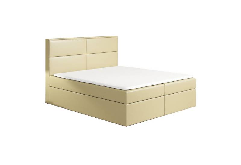 A&J MöbelLand GmbH Boxspringbett HOPP mit Bettkasten, Topper und gepolstertem Kopfteil. (Boxspringbett mit Bettkasten und gepolstertem Kopfteil. Inclusive Topper !, TOP ANGEBOT), Länge 208cm Höhe 106 cm von A&J MöbelLand GmbH