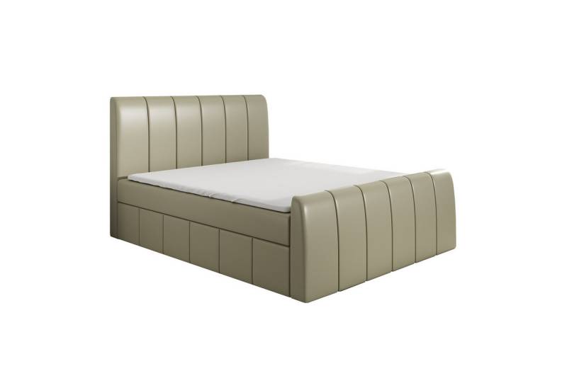 A&J MöbelLand GmbH Boxspringbett JON mit 2 Bettkästen, Bonell-Matratze und Topper. (Boxspringbett mit Bettkasten und gepolstertem Kopfteil. Inclusive Topper!, TOP ANGEBOT), Länge 216 cm Höhe 106 cm von A&J MöbelLand GmbH