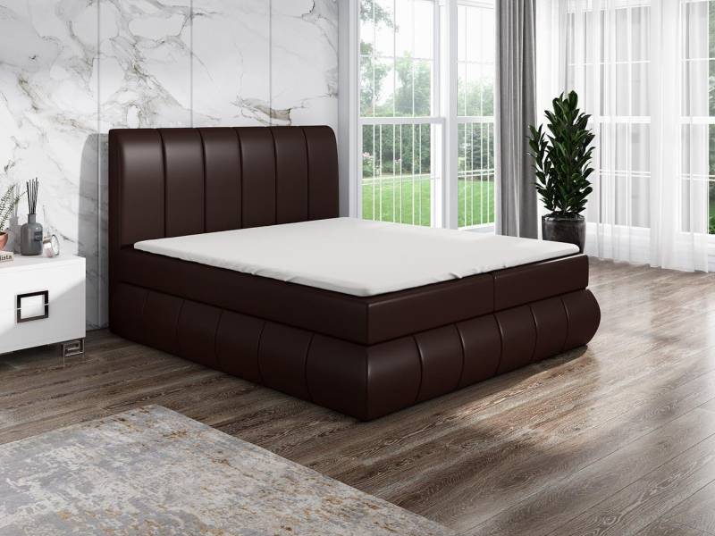 A&J MöbelLand GmbH Boxspringbett KAND mit 2 Bettkästen, Bonell-Matratze und Topper. (Boxspringbett mit Bettkasten und gepolstertem Kopfteil. Inclusive Topper !, TOP ANGEBOT), Länge 208 cm Höhe 106 cm von A&J MöbelLand GmbH