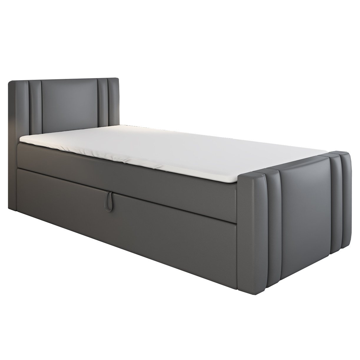 A&J MöbelLand GmbH Boxspringbett Einzelbett KLAUS mit Bettkasten, Topper und gepolstertem Kopfteil. (Boxspringbett mit Bettkasten und gepolstertem Kopfteil. Inclusive Topper!, TOP ANGEBOT), Länge 216 cm Höhe 106 cm A&J MöbelLand GmbH Boxspringbett Einzelbett KLAUS mit Bettkasten, Topper und gepolstertem Kopfteil. (Boxspringbett mit Bettkasten und gepolstertem Kopfteil. Inclusive Topper!, TOP ANGEBOT), Länge 216 cm Höhe 106 cm von A&J MöbelLand GmbH