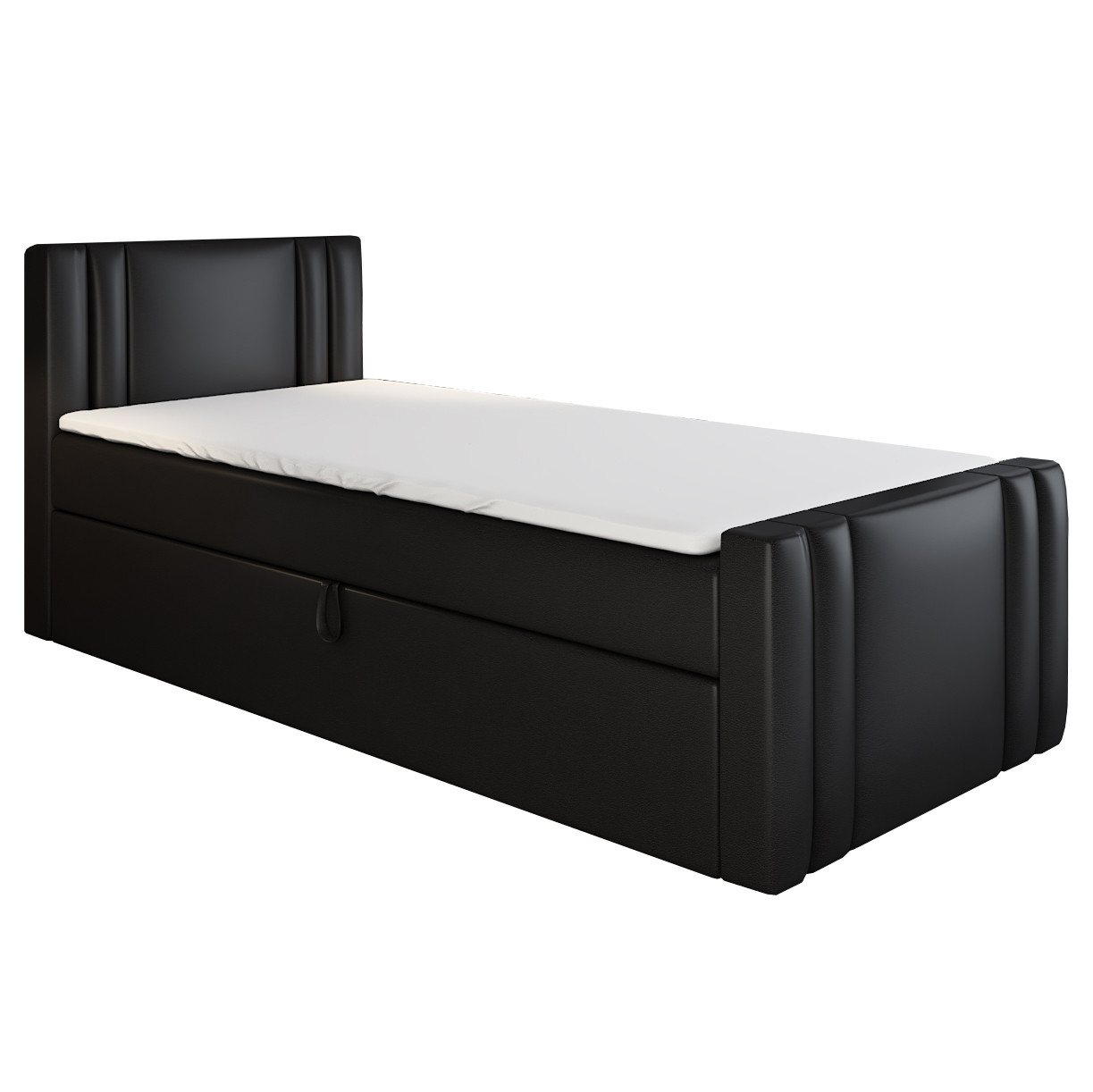 A&J MöbelLand GmbH Boxspringbett Einzelbett KLAUS mit Bettkasten, Topper und gepolstertem Kopfteil. (Boxspringbett mit Bettkasten und gepolstertem Kopfteil. Inclusive Topper!, TOP ANGEBOT), Länge 216 cm Höhe 106 cm A&J MöbelLand GmbH Boxspringbett Einzelbett KLAUS mit Bettkasten, Topper und gepolstertem Kopfteil. (Boxspringbett mit Bettkasten und gepolstertem Kopfteil. Inclusive Topper!, TOP ANGEBOT), Länge 216 cm Höhe 106 cm von A&J MöbelLand GmbH