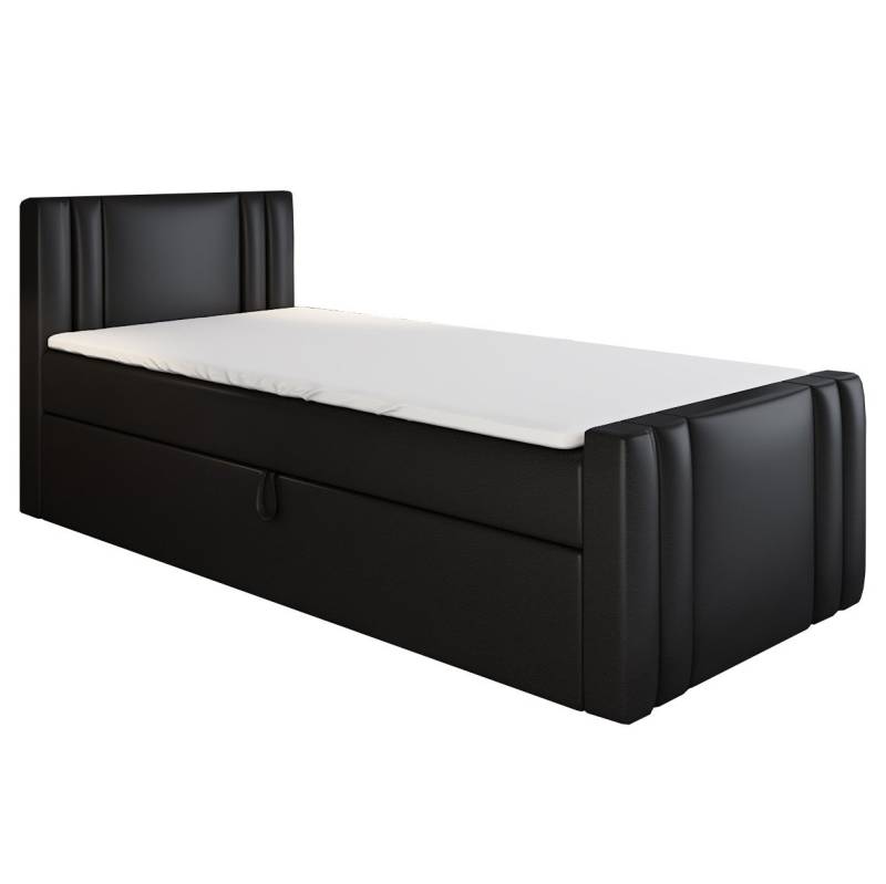 A&J MöbelLand GmbH Boxspringbett Einzelbett KLAUS mit Bettkasten, Topper und gepolstertem Kopfteil. (Boxspringbett mit Bettkasten und gepolstertem Kopfteil. Inclusive Topper!, TOP ANGEBOT), Länge 216 cm Höhe 106 cm von A&J MöbelLand GmbH