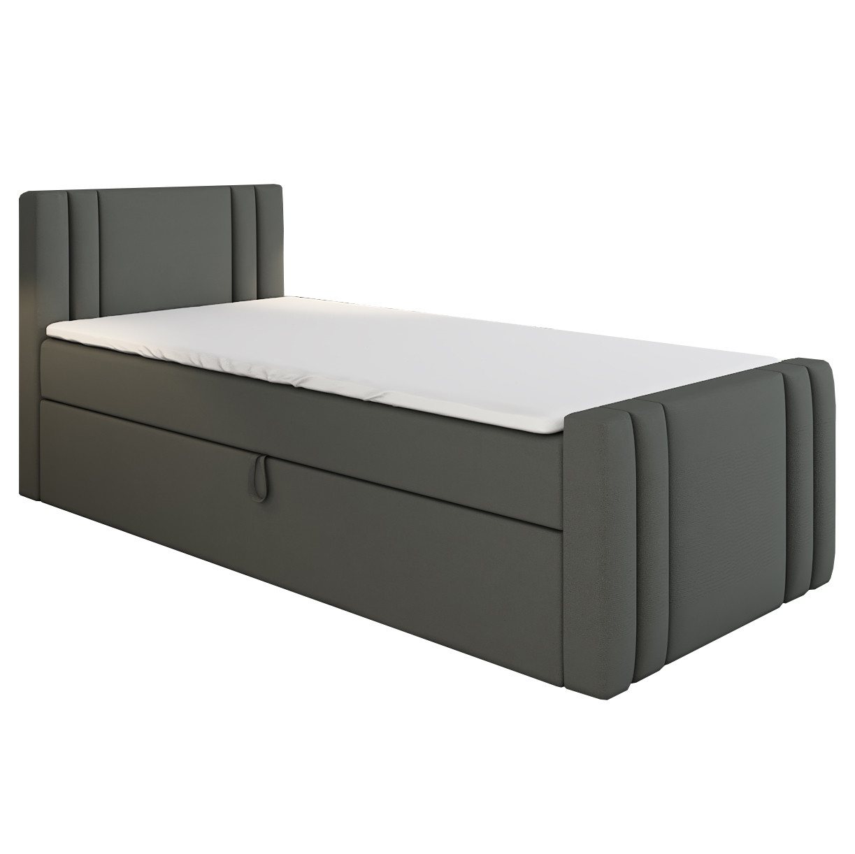 A&J MöbelLand GmbH Boxspringbett Einzelbett KLAUS mit Bettkasten, Topper und gepolstertem Kopfteil. (Boxspringbett mit Bettkasten und gepolstertem Kopfteil. Inclusive Topper!, TOP ANGEBOT), Länge 216 cm Höhe 106 cm A&J MöbelLand GmbH Boxspringbett Einzelbett KLAUS mit Bettkasten, Topper und gepolstertem Kopfteil. (Boxspringbett mit Bettkasten und gepolstertem Kopfteil. Inclusive Topper!, TOP ANGEBOT), Länge 216 cm Höhe 106 cm von A&J MöbelLand GmbH
