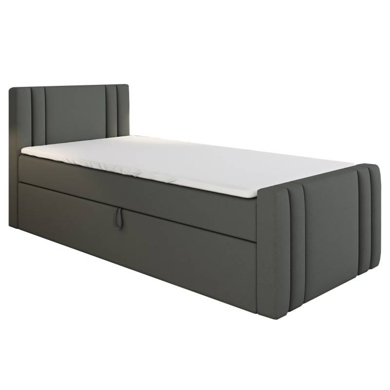 A&J MöbelLand GmbH Boxspringbett Einzelbett KLAUS mit Bettkasten, Topper und gepolstertem Kopfteil. (Boxspringbett mit Bettkasten und gepolstertem Kopfteil. Inclusive Topper!, TOP ANGEBOT), Länge 216 cm Höhe 106 cm von A&J MöbelLand GmbH